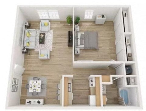 Floor plan for 1 bed, 1 bath, 572 sqft